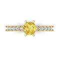 thumbnail image 2 of 1.05ct round cut yellow Zircon 14k yellow gold Bridal Wedding Engagement Promise Anniversary Ring for Women size 9.75, 2 of 7