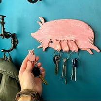 Chenjy Pig Key Holder Excellent Wooden Wall Ornament Pig | Wall Mount Hanger Decor, Effortless Wooden Pig Hangable Organizer Decorative Rack for Front Door Entryway Cabinet Walmart Pallets