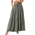 thumbnail image 2 of Fashion Retro Long Skirts With Pockets Women Spring Summer Holiday Casual Elastic High Waist Lace-up Loose Skirts, 2 of 6