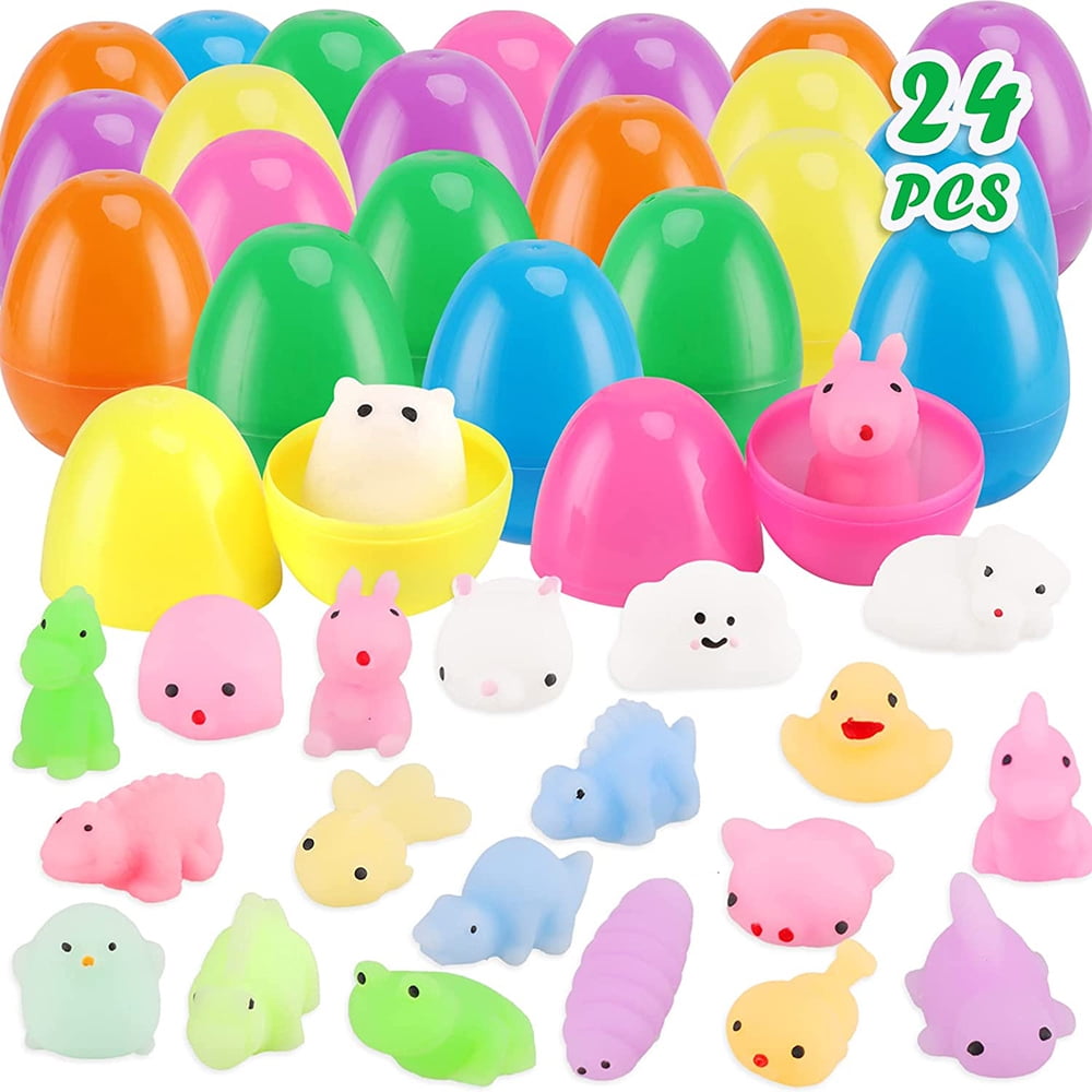 24PCS Easter Egg Fillers Mochi Squishy Toy Basket Stuffers for Toddlers