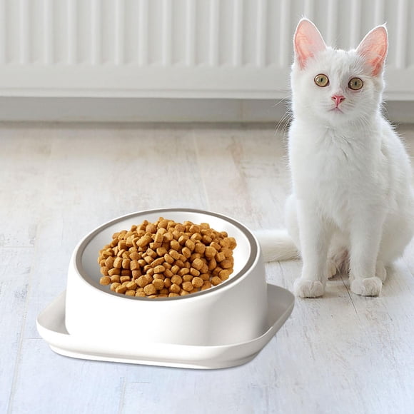 Cuenco de acero inoxidable para mascotas, cuenco de alimentación para perros, cuenco de comida elevado antideslizante inclinado de 15 degree, estación de Blanco Yinane Cuenco para gatos