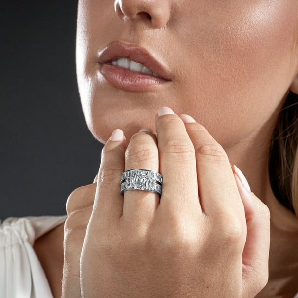 Radiant cut cubic zirconia engagement rings sale