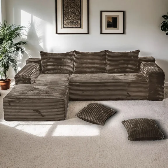 VERDECORE 106" Boneless Cloud Sectional Sofa, Modern Minimalist Oversized L‑Shaped Modular Sofa with Chaise Lounge, No Assembly Required for Living Room