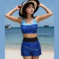 thumbnail image 4 of Women 3 Pcs Swimwear Ladies Flowers Print Bathing Suit Swimming Shorts Female Push Up Tankini Swimsuits for Beachwear, 4 of 17