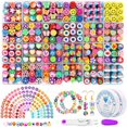 thumbnail image 1 of 480 cuentas de arcilla polimérica con flores de frutas, 24 estilos de cuentas de arcilla con forma de corazón y hongos para hacer joyas, collares, pendientes, kit de fabricación de pulseras, accesori, 1 of 5