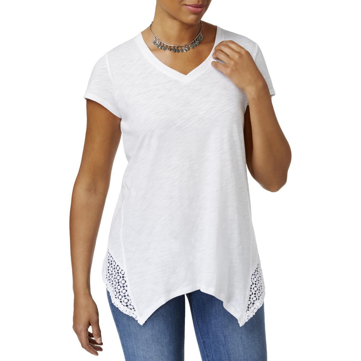 Style & Co. Style & Co. Crochet HandkerchiefHem Top Bright White