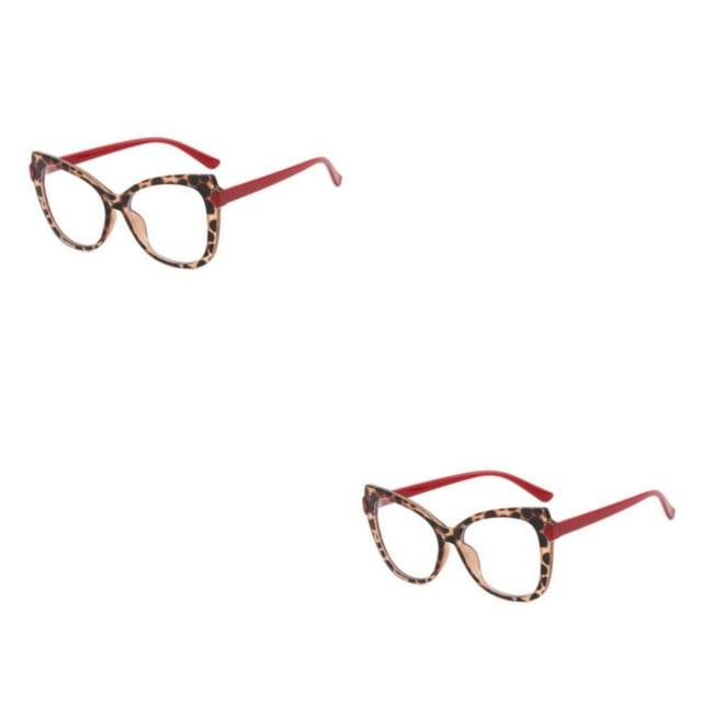 Sonducket Gafas de ojo de gato, gafas ligeras con estampado de leopardo, gafas antiluz azul, gafas de montura grande, gafas Street Snap, pierna pierna roja 2Conjunto