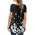 thumbnail image 5 of RQYYD Women's Floral Printed Short Sleeve Henley V Neck T-Shirt Pleated Casual Flowy Tunic Blouse Tops, 5 of 5