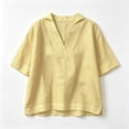 thumbnail image 5 of Asgosdo Summer Tops for Women Plus Size Half Sleeve V Neck Solid Color Loose Fit Blouses Basic Comfy Shirts, 5 of 6