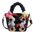 thumbnail image 1 of Bolso de lona con diseño de muñeca de dibujos animados para mujer, nuevo bolso de mano de lona de nicho, bonito bolso de mensajero de hombro con muñeca, 2025, 1 of 5