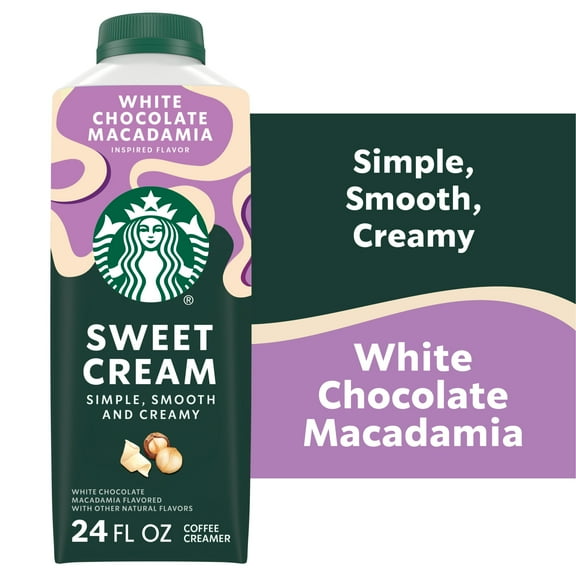 Starbucks White Chocolate Macadamia Flavored Sweet Cream Creamer, Perfect for Cold Brew & Iced Coffee 24 fl oz