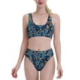 thumbnail image 2 of Picia Blue Leaves A Women's High Waisted Bikini Scoop Neck Swimsuit Two Pieces Bathing Suit-Medium, 2 of 8
