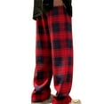 thumbnail image 5 of hotojiny Plaid Pajama Pants Men Fashion Wide Leg Lounge Sleep Pants Soft Drawstring Trousers with Pockets Streetwear S-3XL, 5 of 7