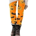 thumbnail image 6 of qolati Halloween Leggings for Women Soft Stretchy Pumpkin Printed Pajamas Pants High Waisted Tummy Control Athletic Workout Yoga Pant Yellow L, 6 of 6