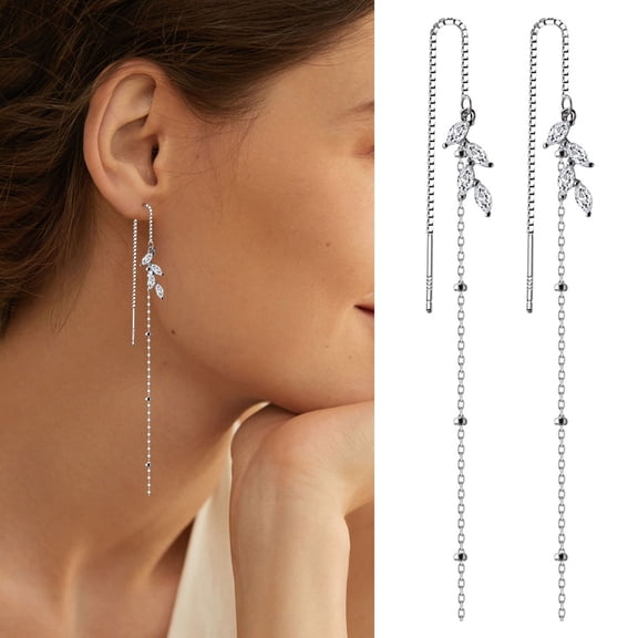 QIQUWOHUL Flashing Ear Line Temperament Korean Sweet Snd Fresh Long Tassel Earrings Round Thin Earrings Women