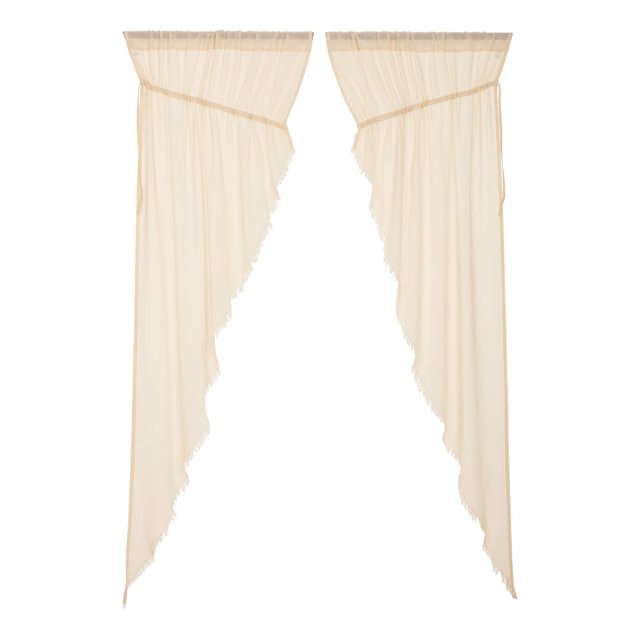 VHC Brands Prairie Cotton Tobacco Panel Fringed Set, Natural (2 Panels)