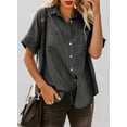 thumbnail image 5 of QWZNDZGR Womens Button Down Shirts V Neck Loose Casual Shirt, 5 of 7
