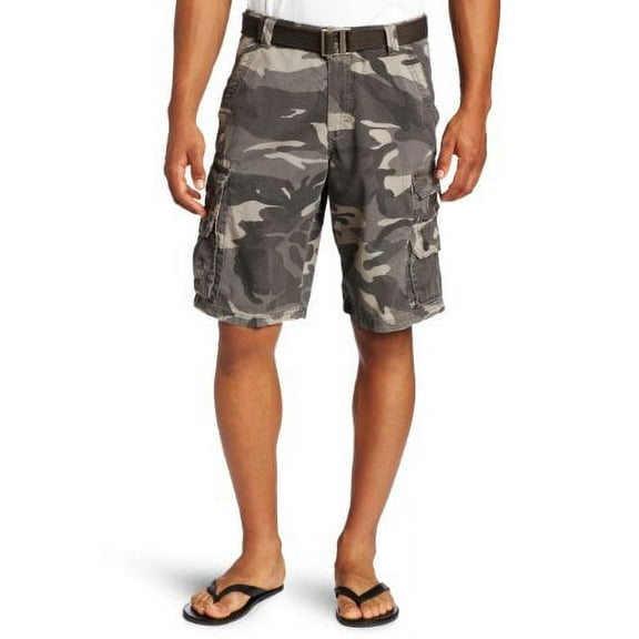 Lee Men's Dungarees Belted Wyoming Cargo Short, Ash Camo, 36