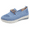 Blue, variant on CHICVOMEY Women's Breathable Knit Slip-On Walking Shoes With Metallic Chain Anti-Slip Sole Comfortable Casual Loafers For Work Travel And Daily Wear