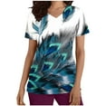 thumbnail image 1 of Dvkptbk Tops Womens Mode Femmes à Manches Courtes V-Cou Tops de Travail Impression Uniforme avec Chemisier de Poche Tops, 1 of 4