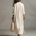 thumbnail image 4 of Guieoi Womens Dresses Fall Plus Size Loose Casual Shirt Dress Relaxed-Fit Long-Sleeve Collared Ankle-Length Dress White S, 4 of 5