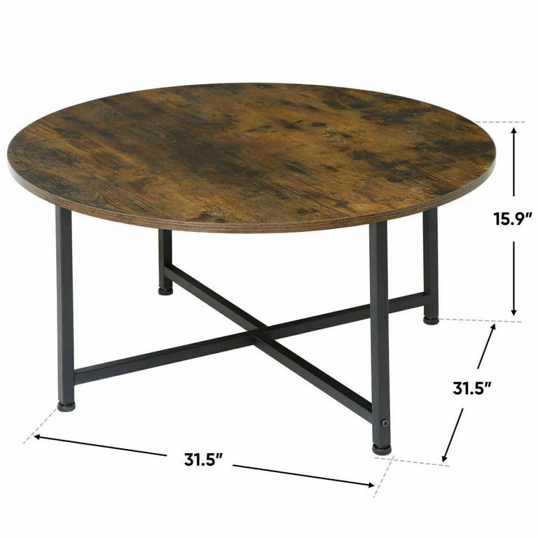 ZENSTYLE Round Coffee Table Sofa Tea Table Industrial Style with x-Shaped  Metal Base