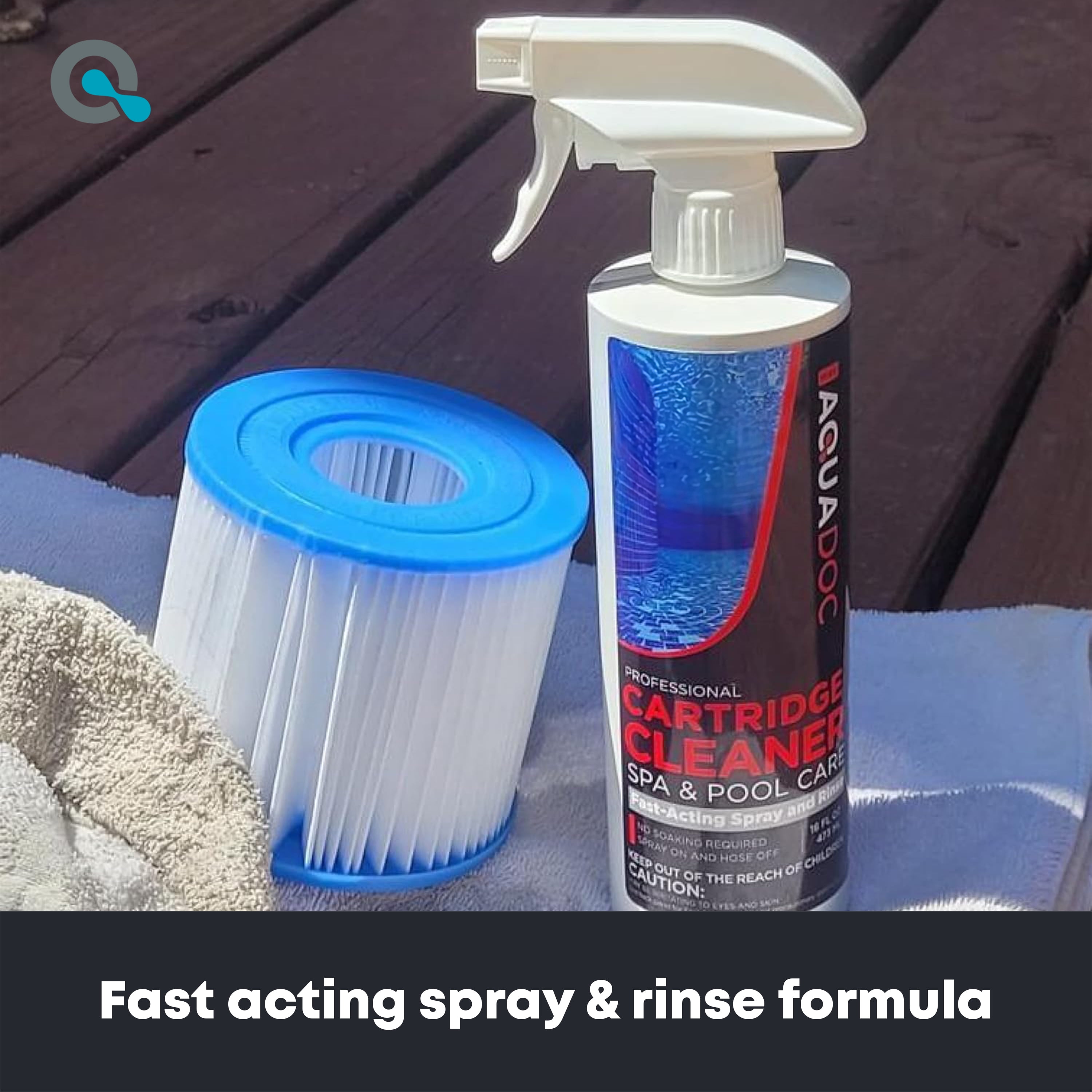 Pool Cartridge Filter Cleaner Spray - Hot Tub & Pool Filter Cleaner For Spa - AquaDoc - 16oz