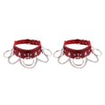 thumbnail image 1 of Guardurnaity Collar ajustable Gargantilla Cadena multicapa Colgante PU Gargantilla de cuero Chica Mujer Punk O Collar Punk Rock Gargantillas rojo 2Conjunto, 1 of 6