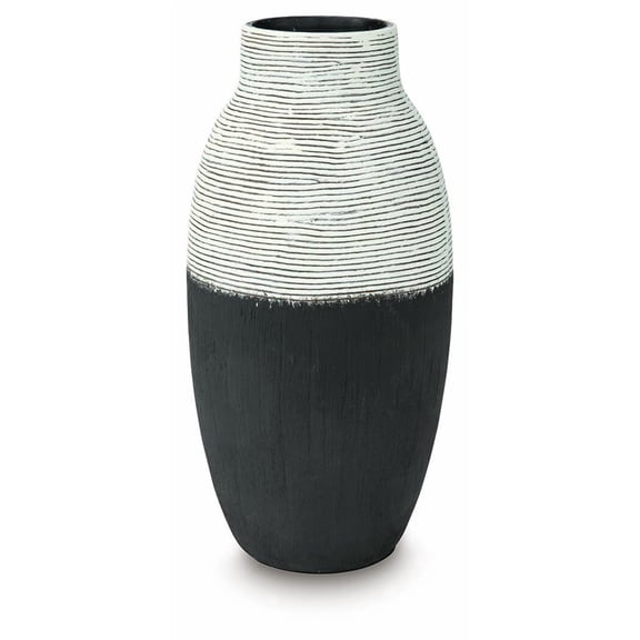 Signature Design by Ashley Girtha 16" Vase, Antique White & Black Polyresin