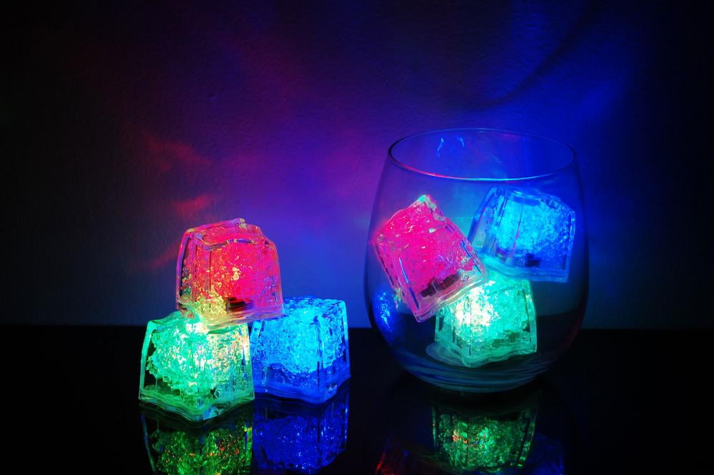 Set of 6 Litecubes Brand 8 Mode MultiColor RAINBOW Light up LED Ice