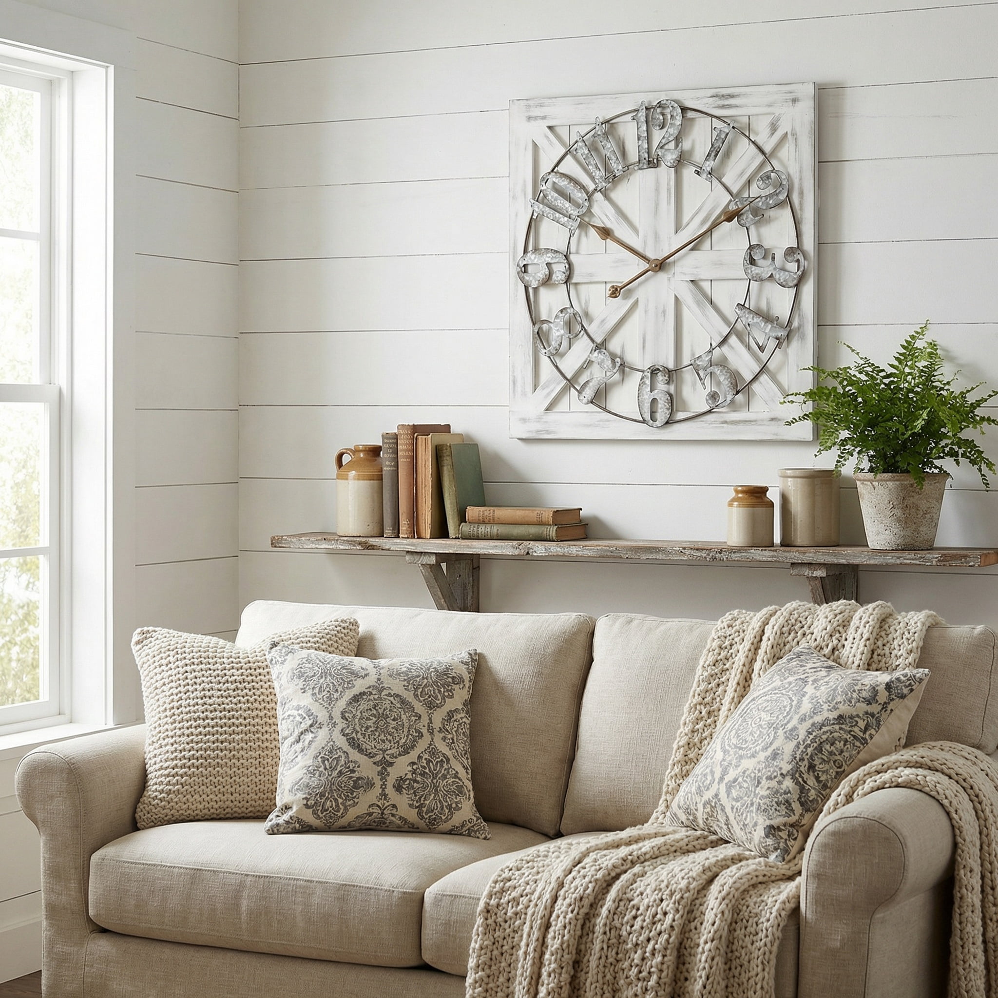 EMAX HOME 24 in Quartz Farmhouse Wall Clocks, Roman Numerals, Silent