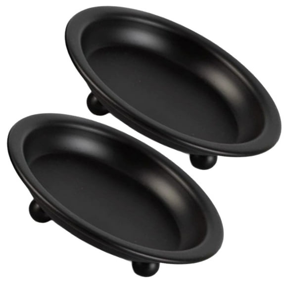 LEORX 2Pcs Black Metal Pillar Candle Holders with Portable Stable Base Candle Plates for Events