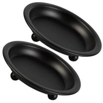 LEORX 2Pcs Black Metal Pillar Candle Holders with Portable Stable Base Candle Plates for Events