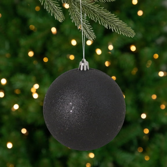 Northlight 4" Shatterproof Holographic Glitter Christmas Ball Ornament - Black