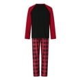 thumbnail image 5 of Christmas Family Pajamas Matching Set, Long Sleeve Letters Santa Claus Print T-shirt with Plaid Pants Sleepwear Loungewear, 5 of 10