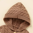 thumbnail image 3 of Mikilon Winter Newborn Baby Boy/Girl Solid Romper Unisex Infants Hooded Outfit Clothes Knit Button Down Jumpsuits, 3 of 6
