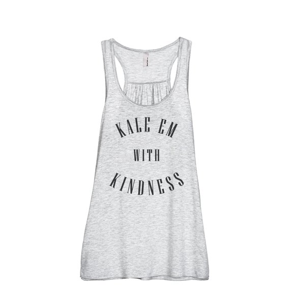 Kale Em With Kindness Women's Fashion Sleeveless Flowy Racerback Workout Yoga Tank Top Sport Grey Small