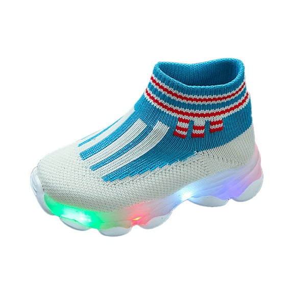 Curenmufel Light Up Shoes for Boys Kids Shoes Boys Girls Sneakers Lightweight Slip on Canvas Sneakers for Running Walking (Blue,A)