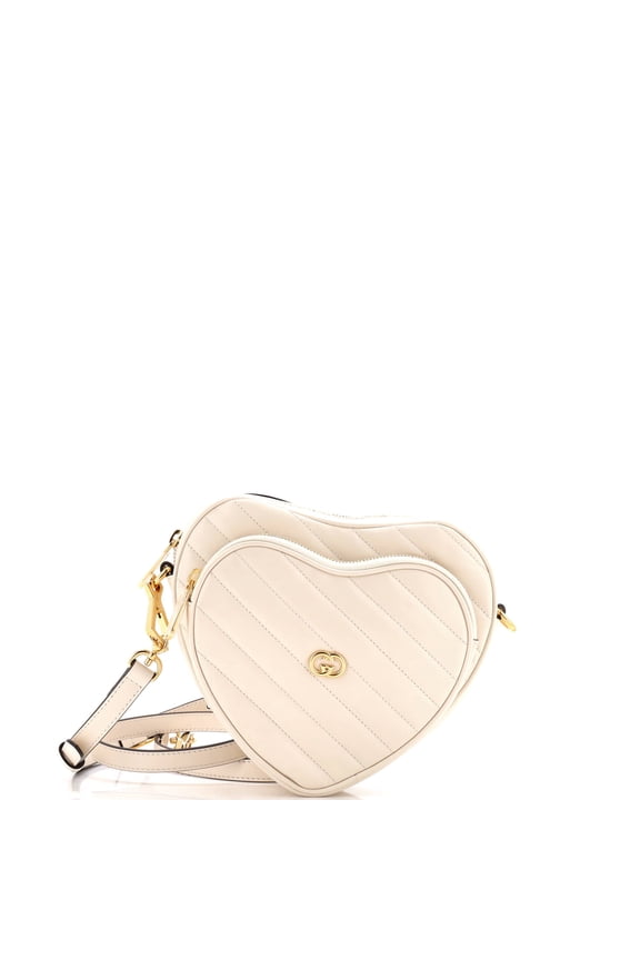 Pre-Owned Interlocking G Heart Shoulder Bag Diagonal Quilted Leather Mini By Rebag