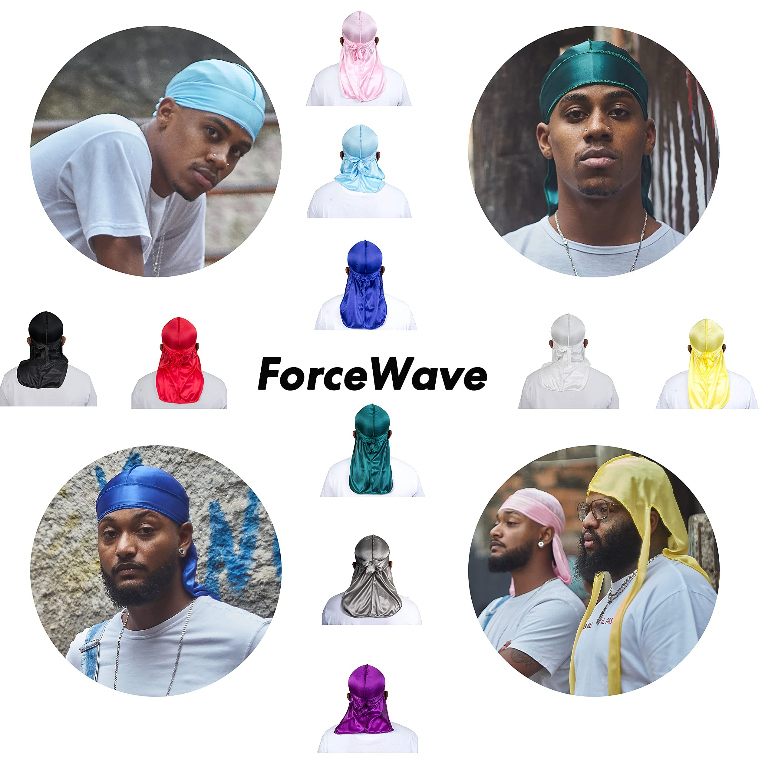 ForceWave 2 Pieces Silky Durag Pack for Men Women Waves, Premium
