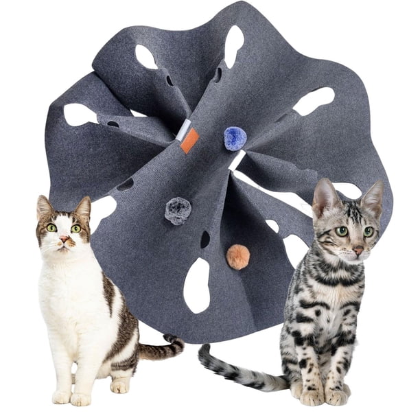Alfombra De Juego Interactiva Para Gatos | Tamaño 120x90 Cm | Túnel De Fieltro Plegable Con Agujeros Para Esconderse Y Jugar