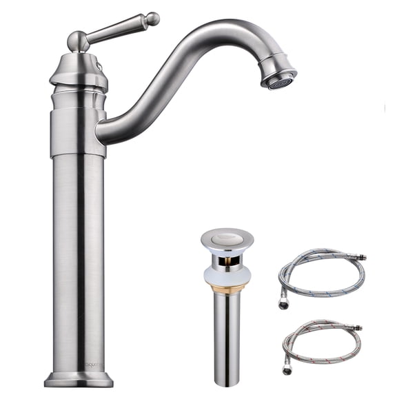 Aquaterior Vessel Bathroom Sink Faucet Single Handle Brushed Nickel Pop Up Drain