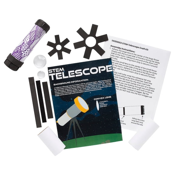 Fun Express STEM Refracting Telescope Activity Learning Challenge Craft Kit - Makes 12