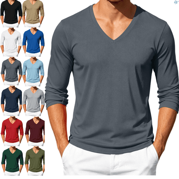 VEKDONE Sweatshirts for Men V Neck Long Sleeve Pullover Slim Fit Comfortable Casual Tops Fall Winter Trendy Relaxed Outfits for Daily Life