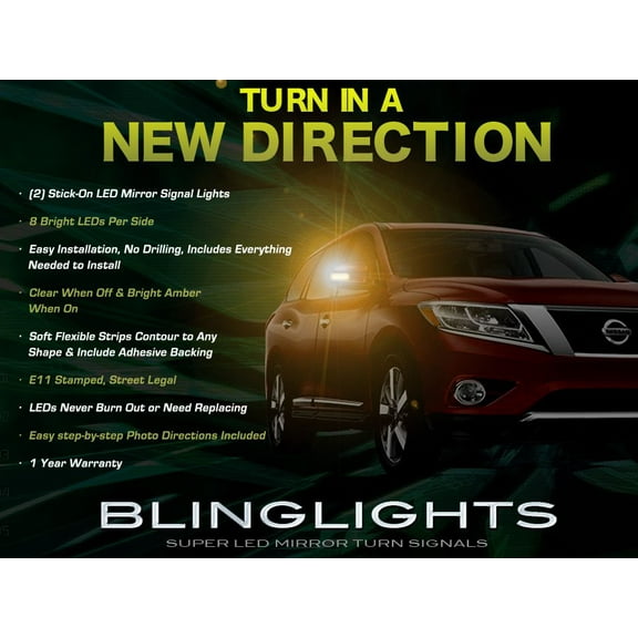 For Nissan Pathfinder LED Side Mirror Turnsignal Light Lamps Set Turn Signalers