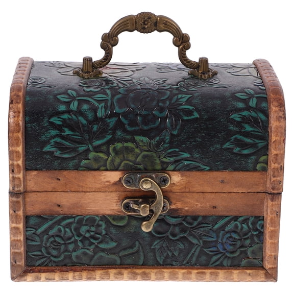 OUNONA Retro Wooden Storage Box for Home with Proper Capacity Multi Color 1 Piece