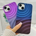 thumbnail image 2 of Compatible with iPhone 13 Phone Case Girls Cute Gradient Bicolor Crimp Wave Pattern Soft Silicone Shockproof Camera Protective Back Cover Slim Phone Case for Women - Blue Wine Red, 2 of 12