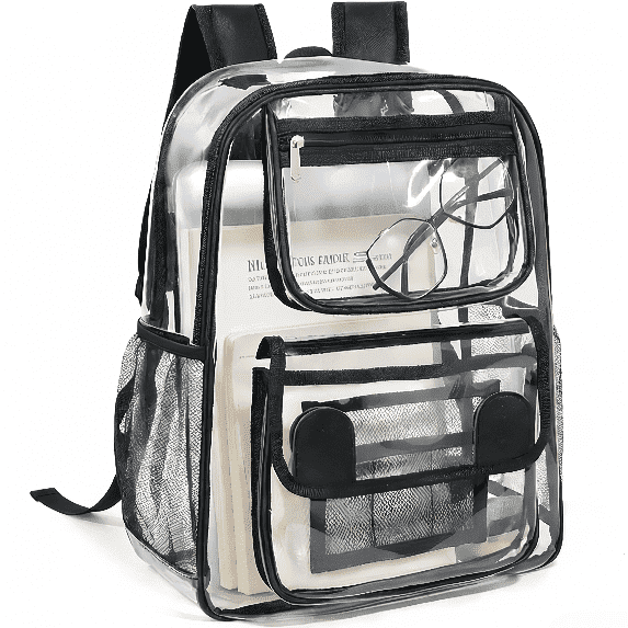 TRANSLINK Clear School Backpack Heavy Duty PVC Transparent Material and Ruggedly Reinforced Shoulder Straps
