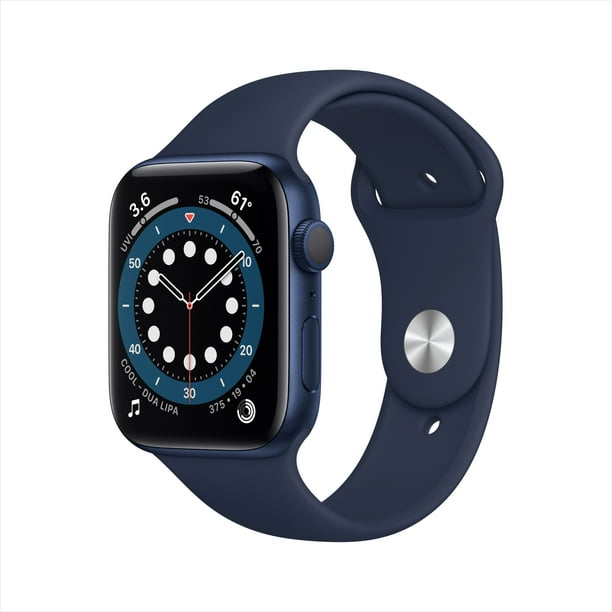 Apple Watch Series 6 GPS, 44mm Blue Aluminum Case with Deep Navy Sport Band - Regular