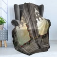 thumbnail image 4 of Gothic Soft Flannel Fleece Throw Blanket, Vintage Style Ottoman Palace Balcony for Sultans Red Rose Flowers Ivy Terrace Image, Cozy Plush for Indoor and Outdoor Use, 60" x 80", Beige, by Ambesonne, 4 of 5